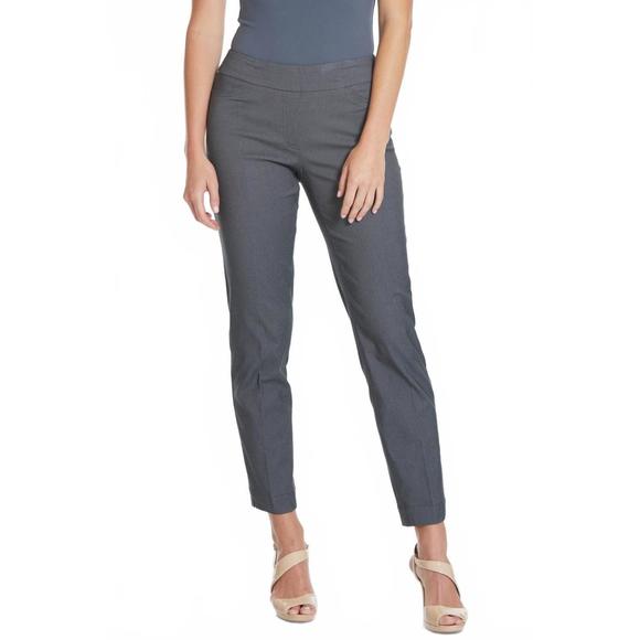 NEW SLIMSATION BY MULTIPLES pull on twill ankle pants in dark charcoal - Picture 1 of 6